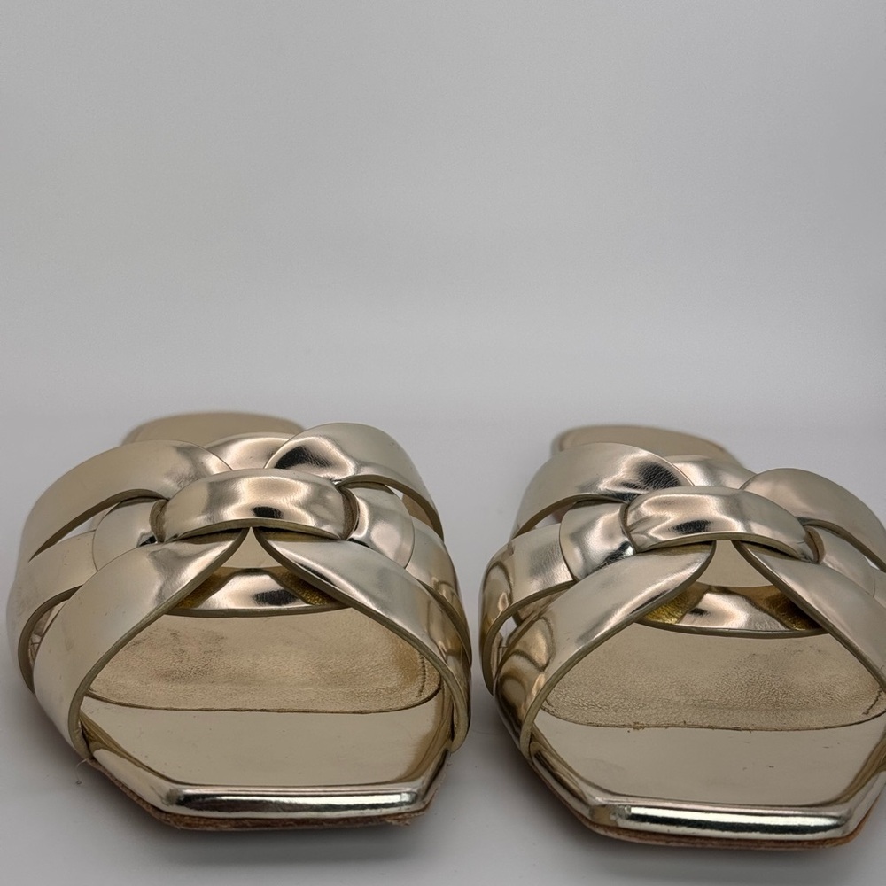 Saint Laurent Metallic Gold Nu Pieds 05 Slide Sandals Size 39 - Picture 4 of 12